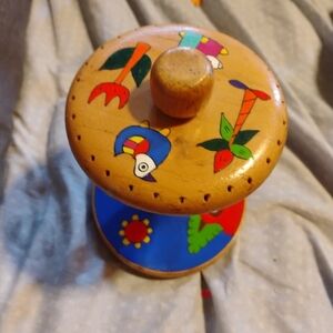 Cooperative Wooden Toy with Red and Blue Accents